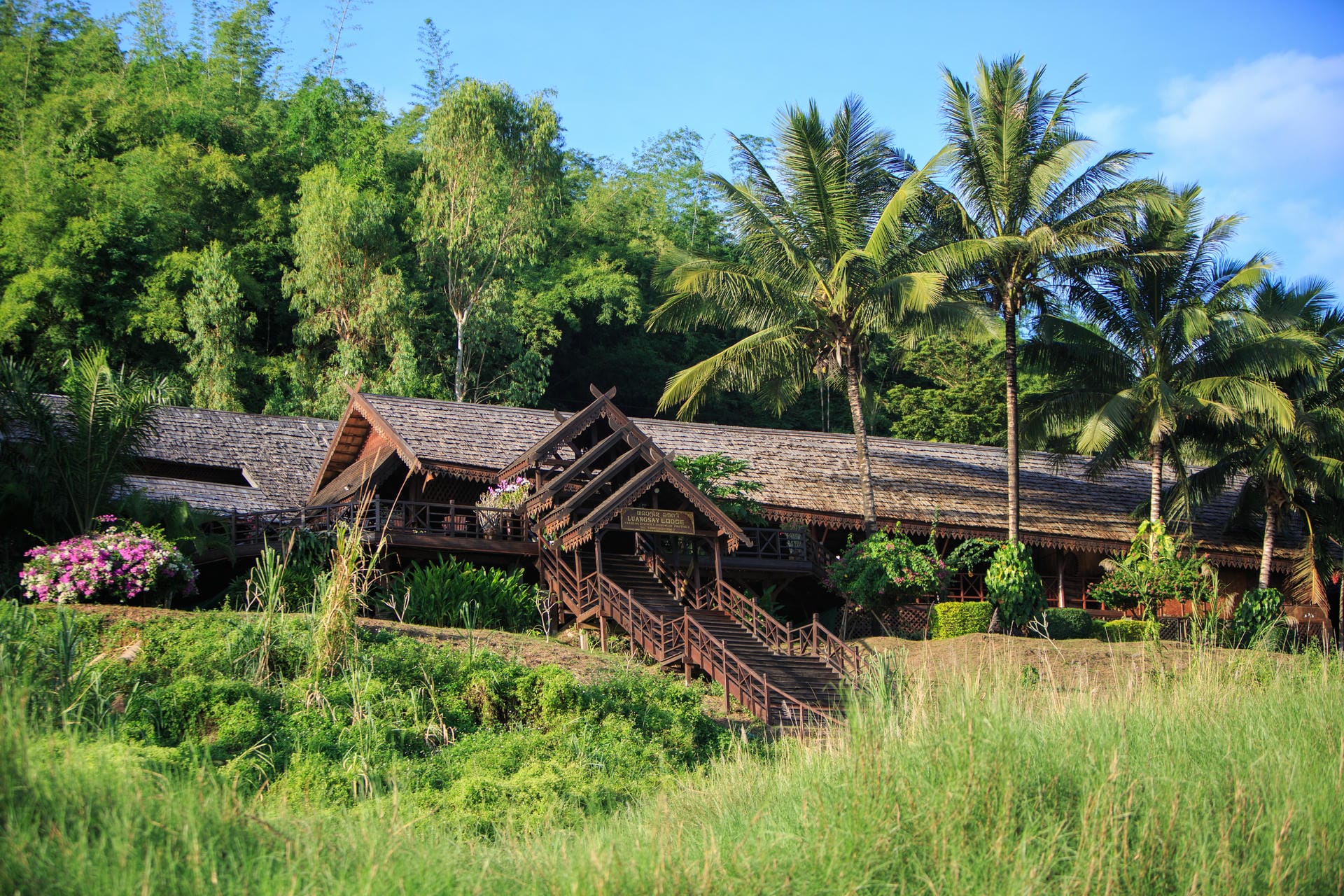 Riverside terrace at Luang Say Lodge overlooking the Mekong